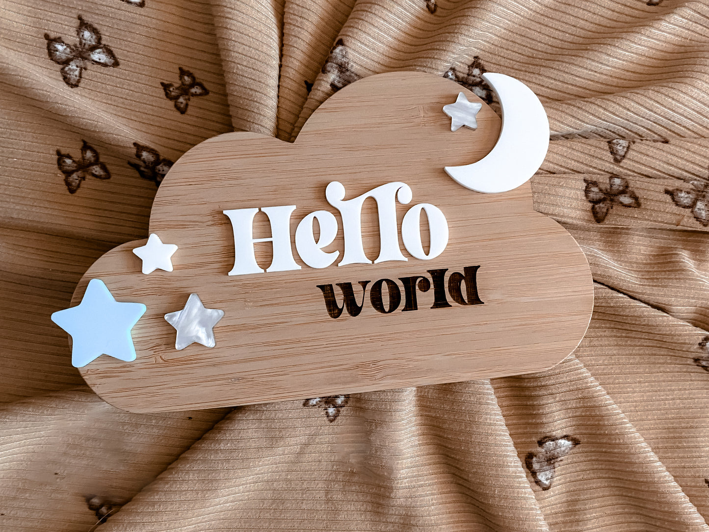 Hello world cloud moon and stars