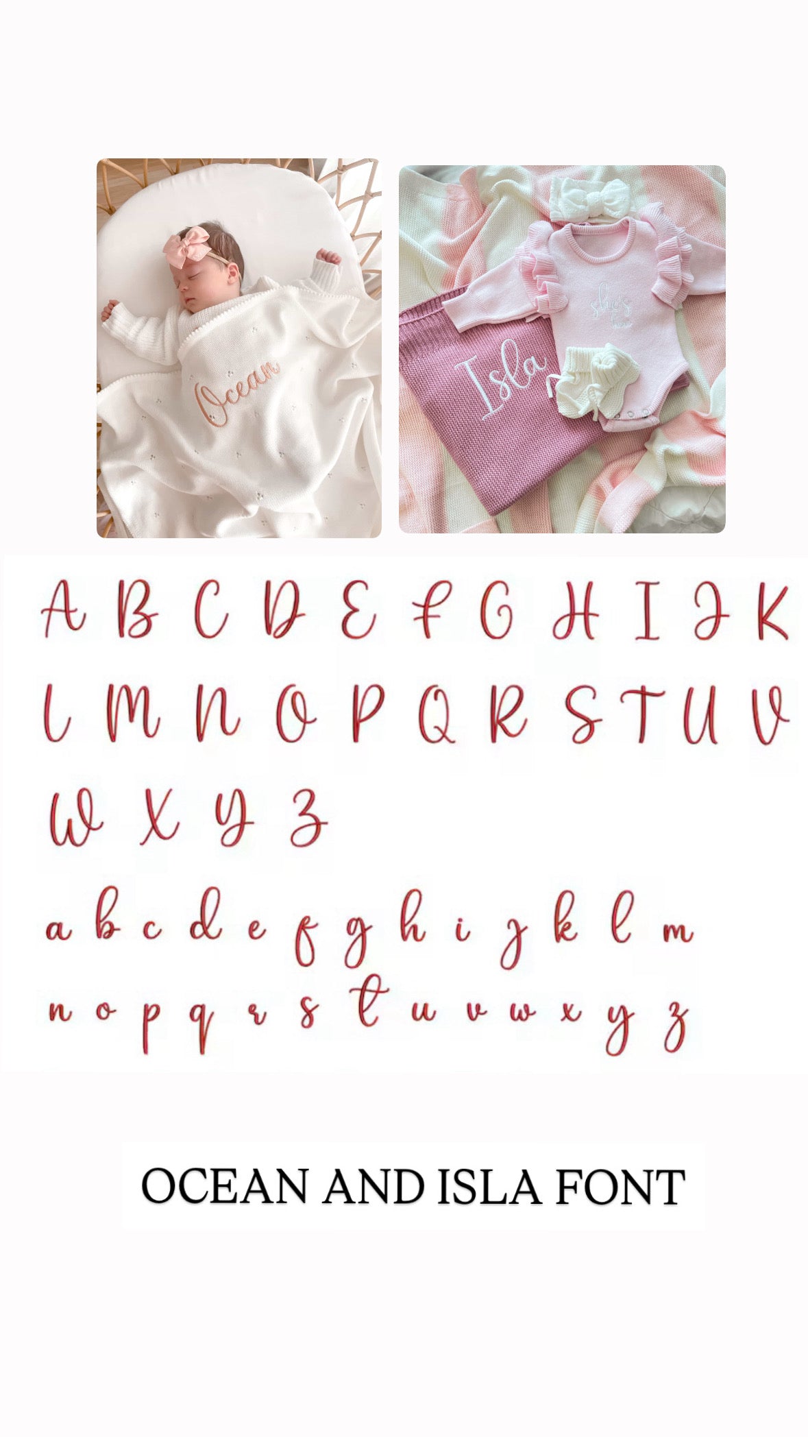 Chunky knit personalised baby girl announcement romper