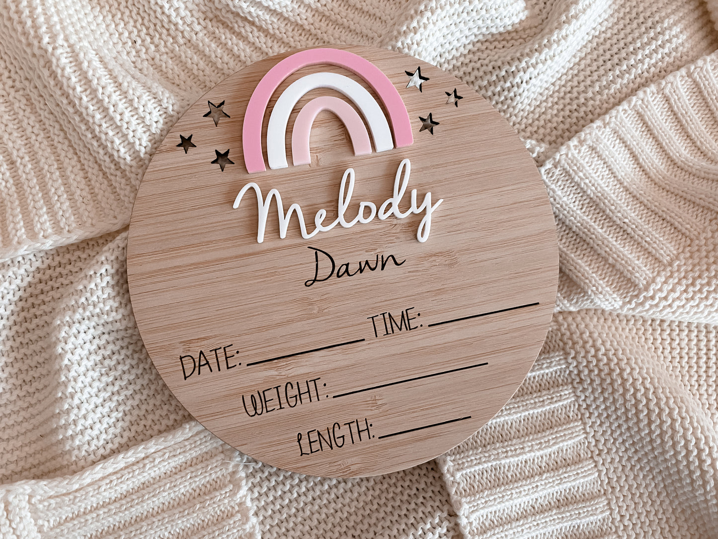Personalised writeable rainbow announcement