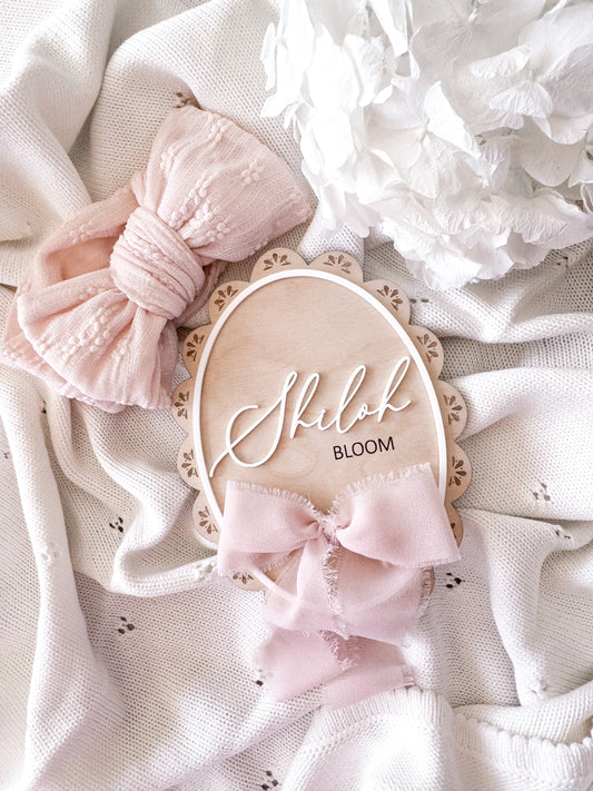 Floral pattern light pink baby bow