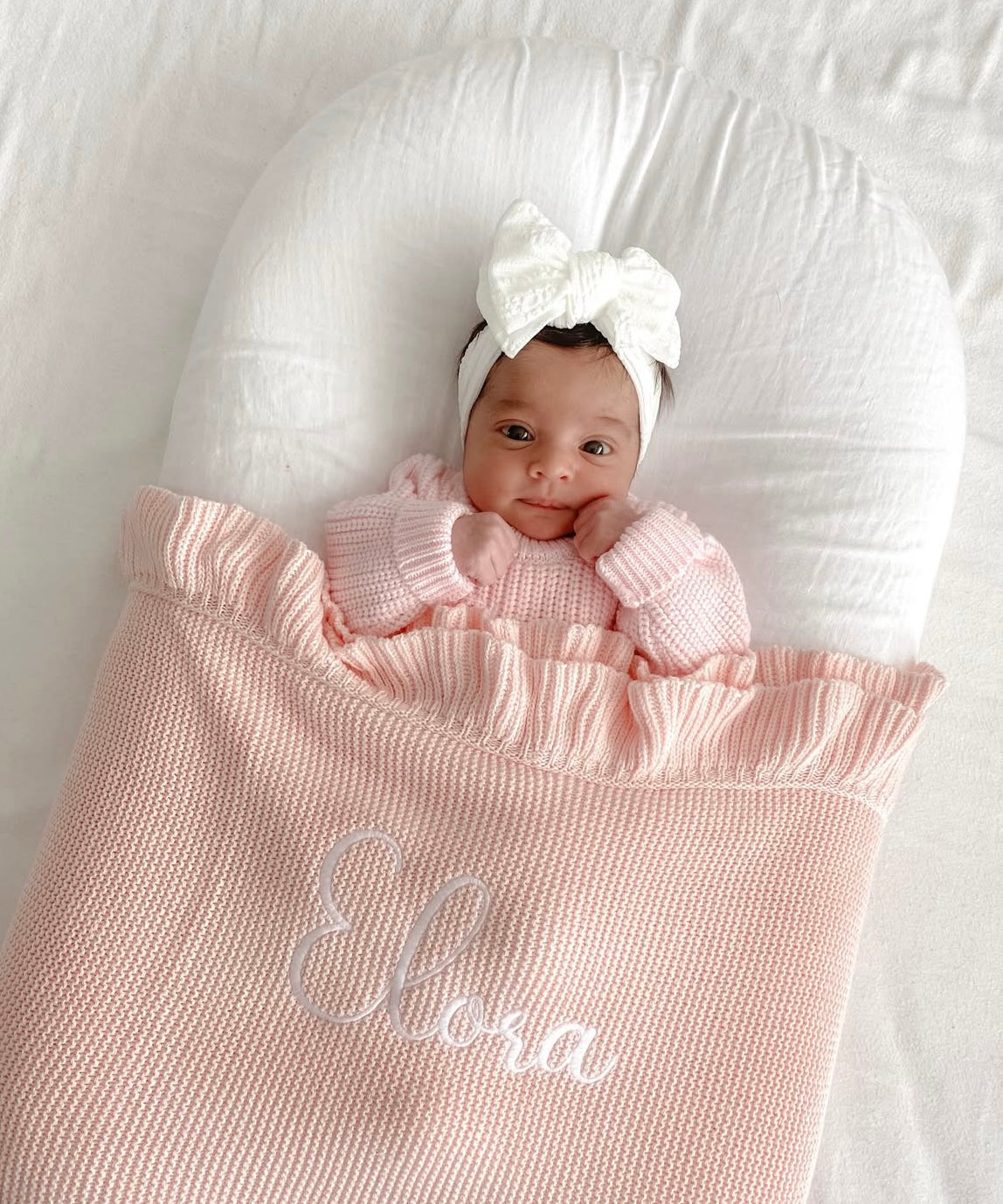 Pink frill edge baby blanket