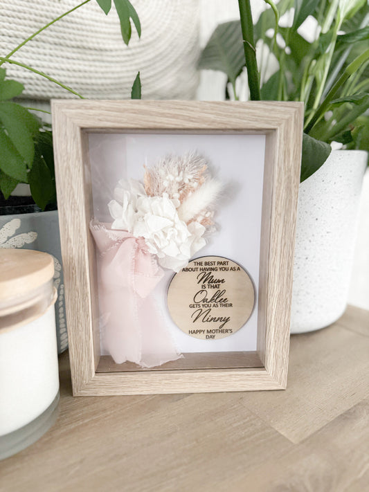 Grandparent Mother’s Day Shadow box Natural frame