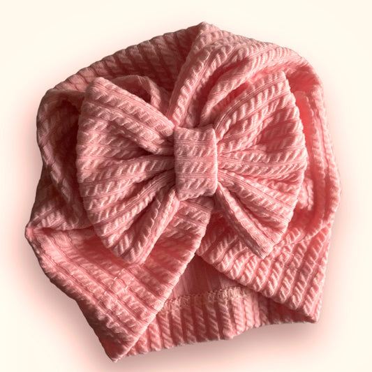 Peachy pink baby hat