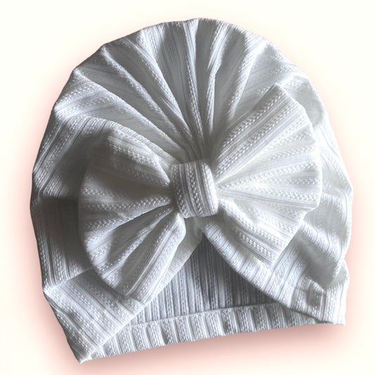 White baby bow hat