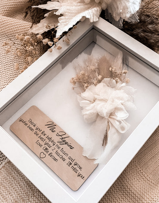 Keepsake dried floral frame custom wording large