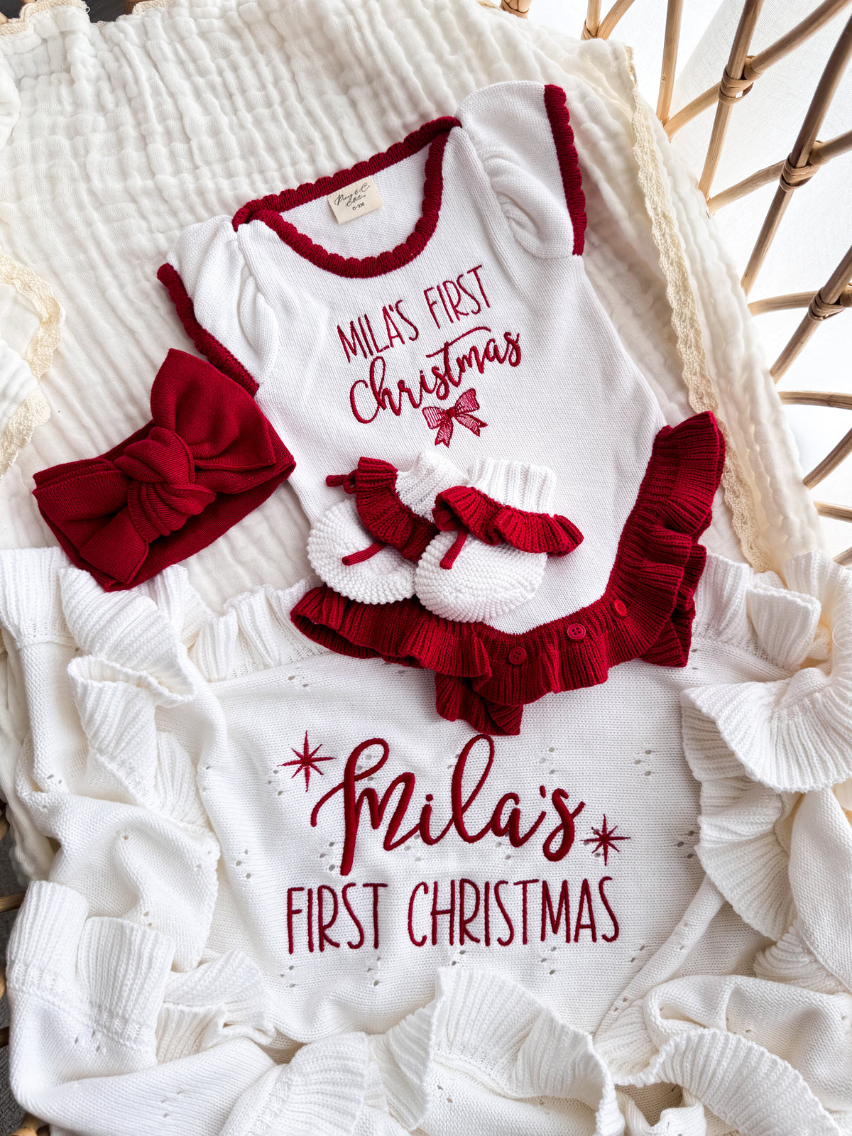 Personalised first Christmas baby girl romper