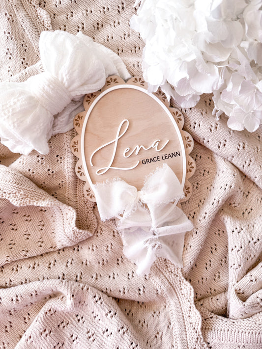 Floral pattern white baby bow