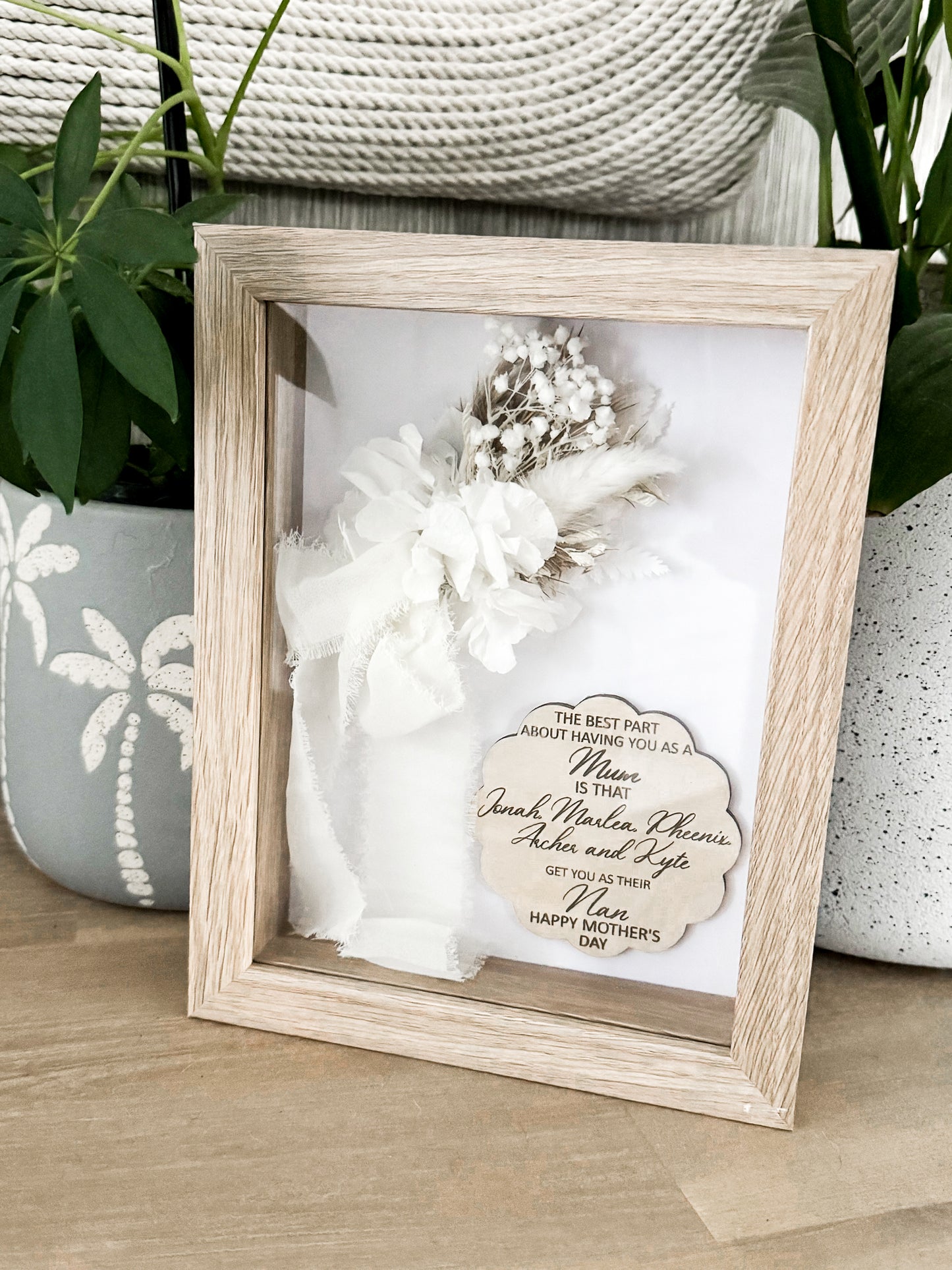 Grandparent Mother’s Day Shadow box Natural frame