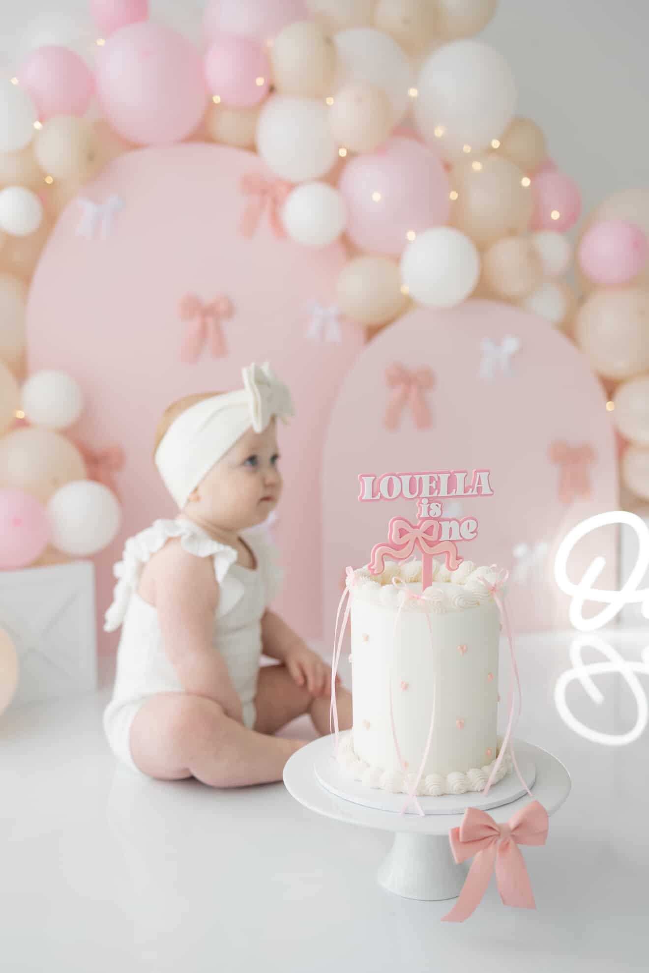 First birthday bow cake topper