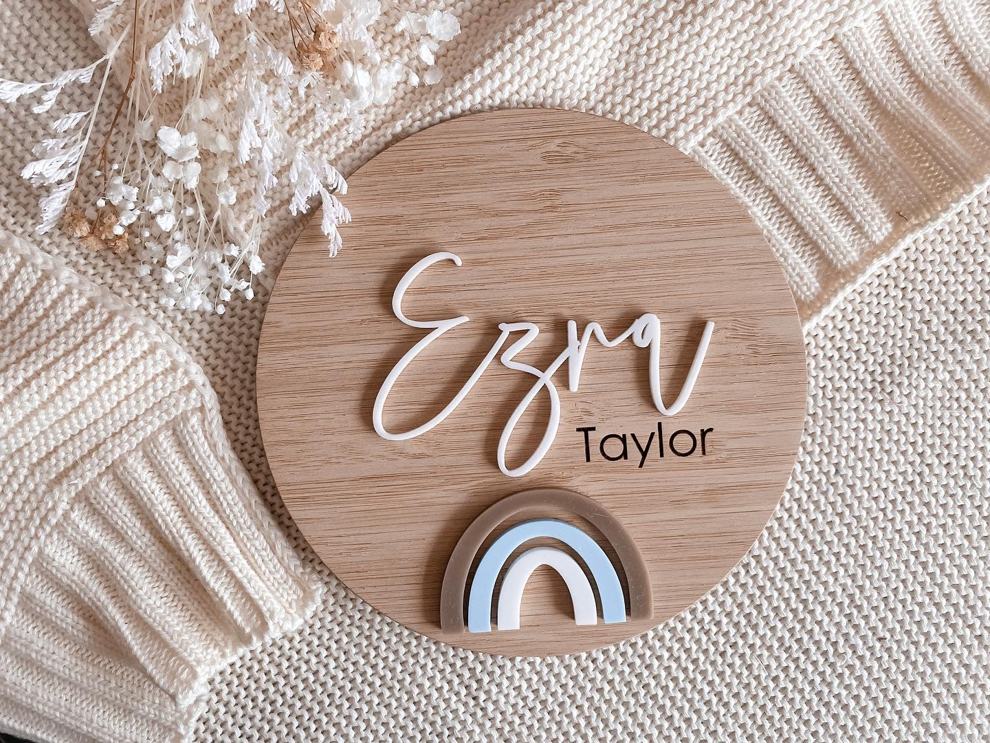 Rainbow birth announcement double sided
