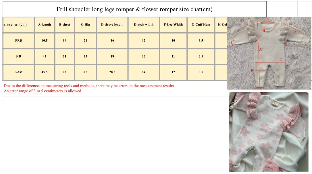 Long leg pink flower frill romper