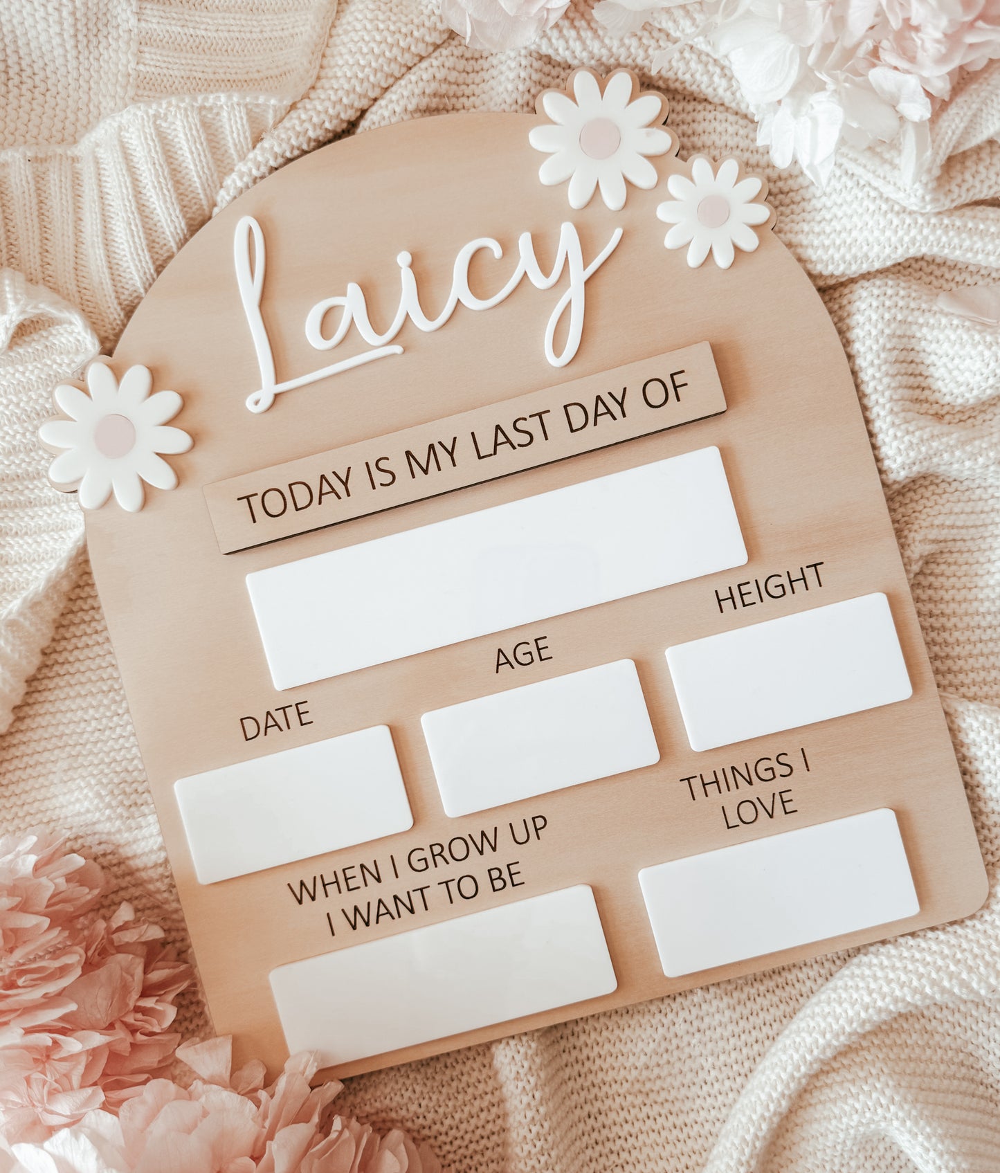 First and last day boards personalised designs