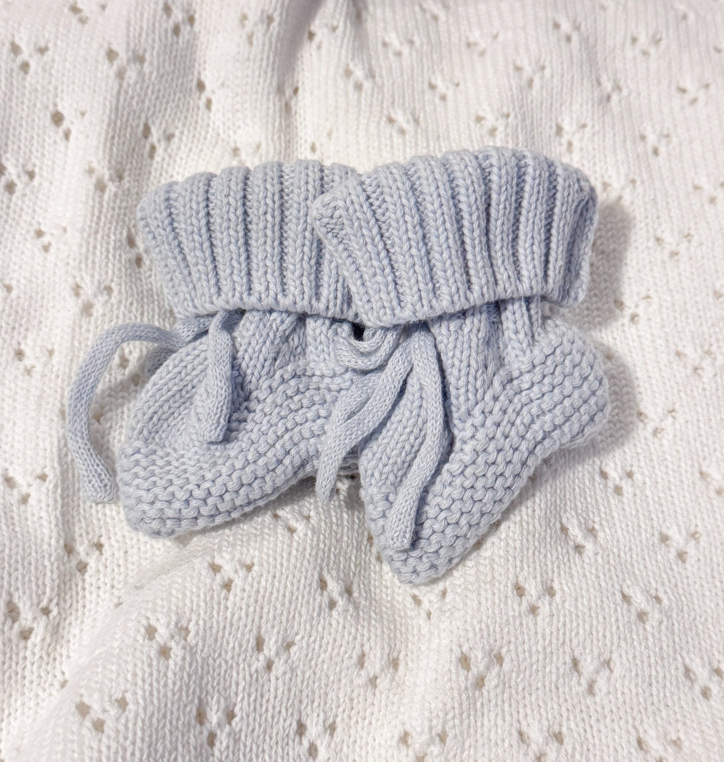 Pale sky blue baby booties
