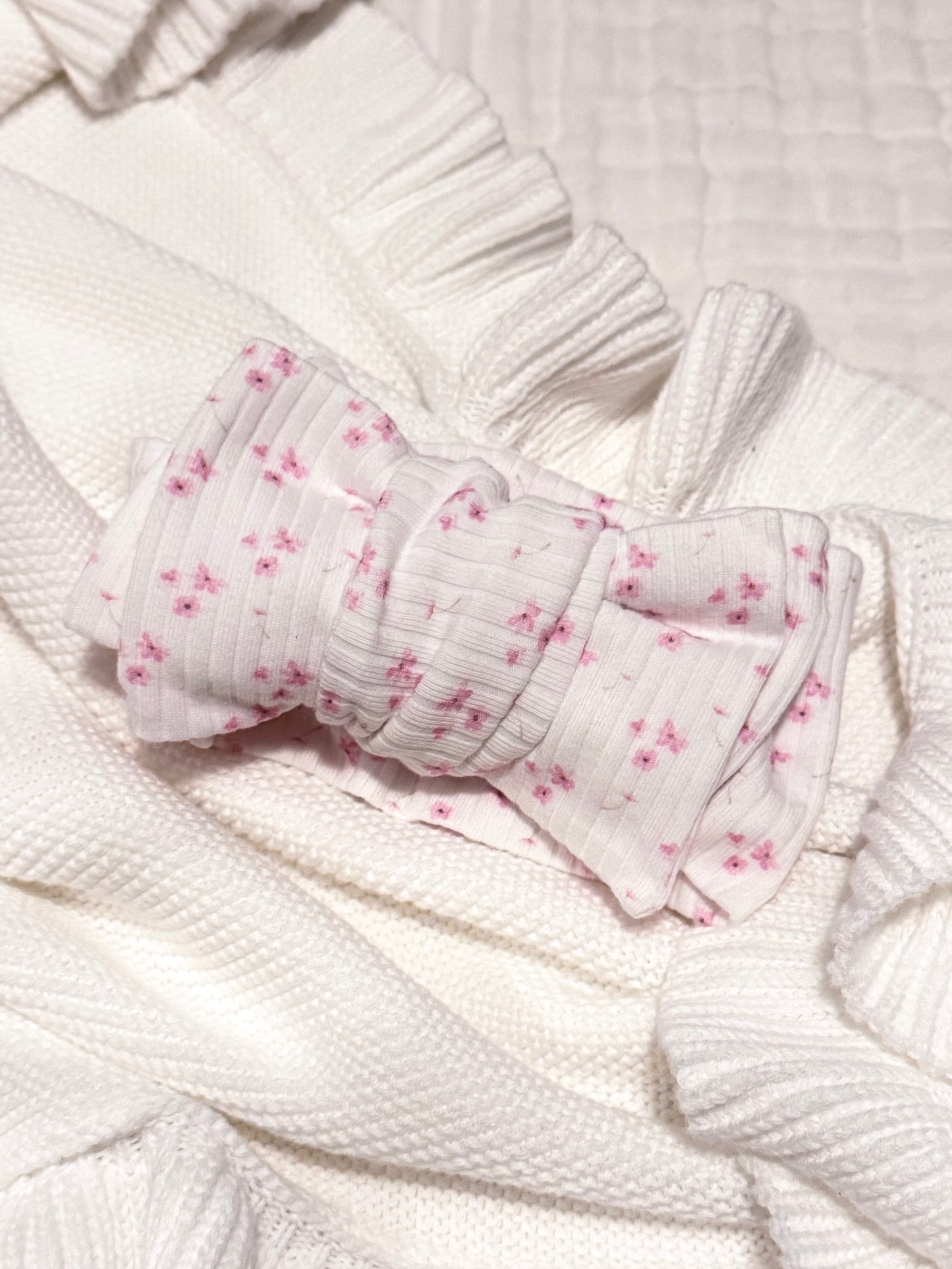Peyton pink flower bow headband