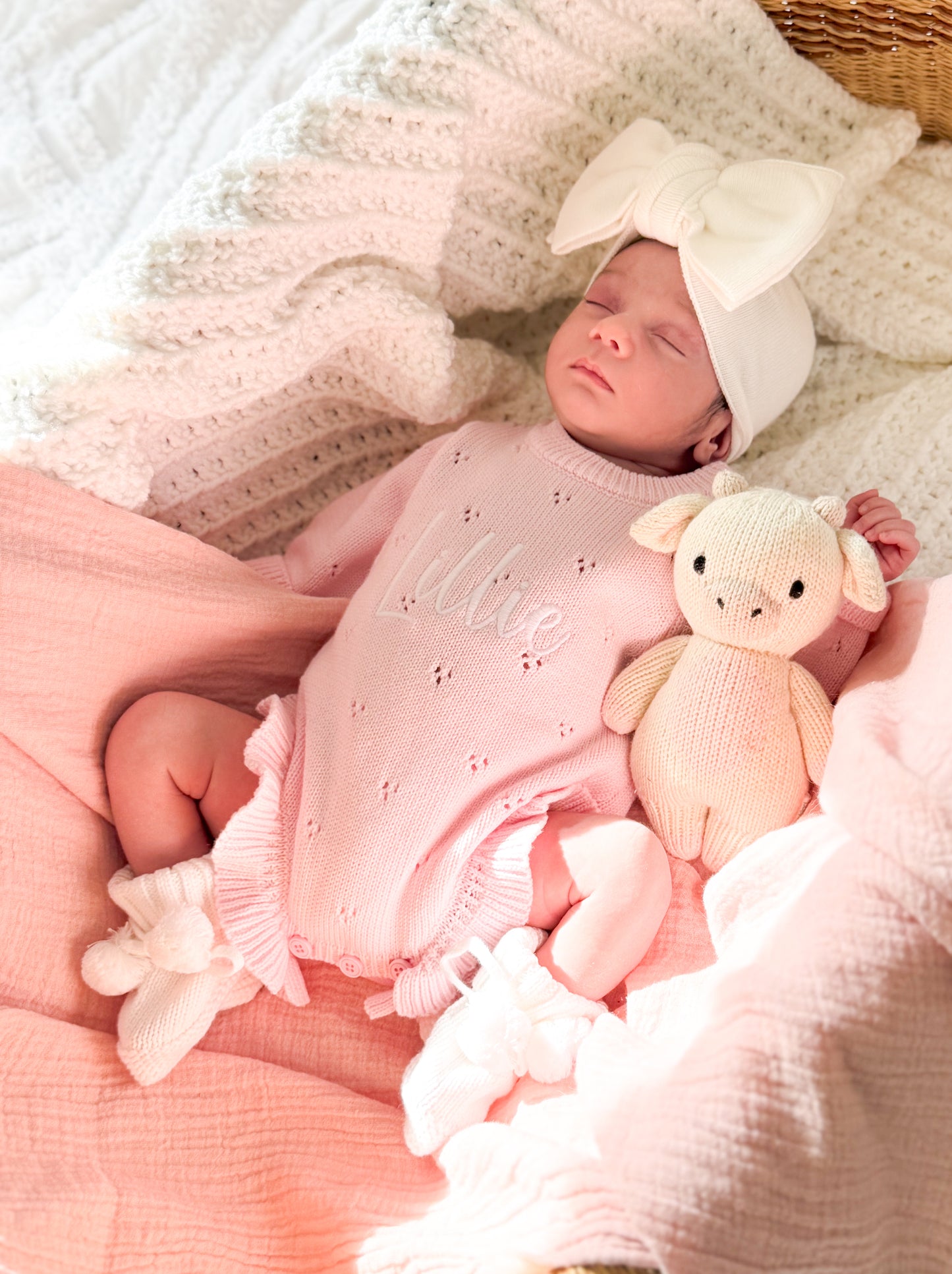 Soft white baby bow
