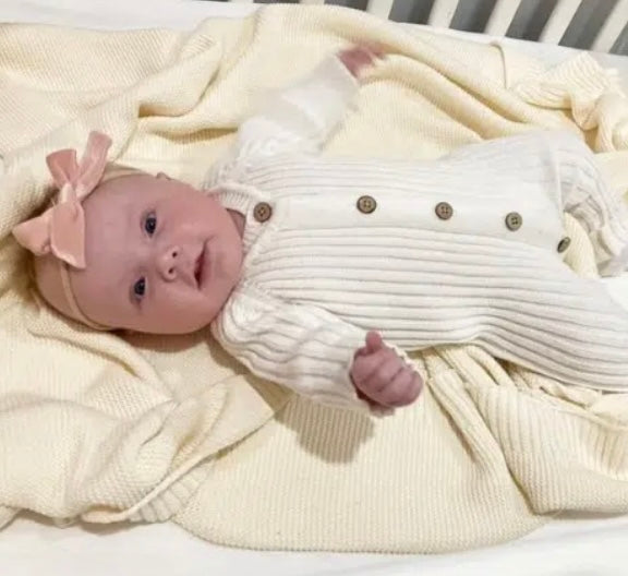 Cream baby knit organic blanket