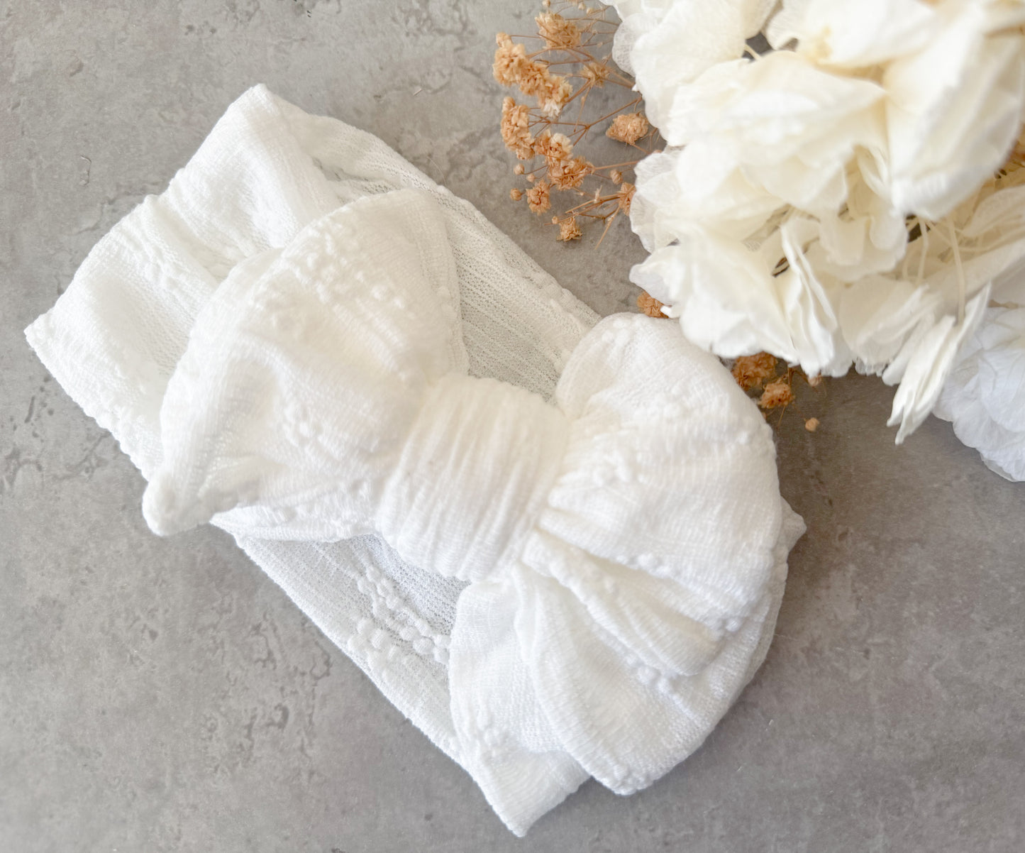 Floral pattern white baby bow