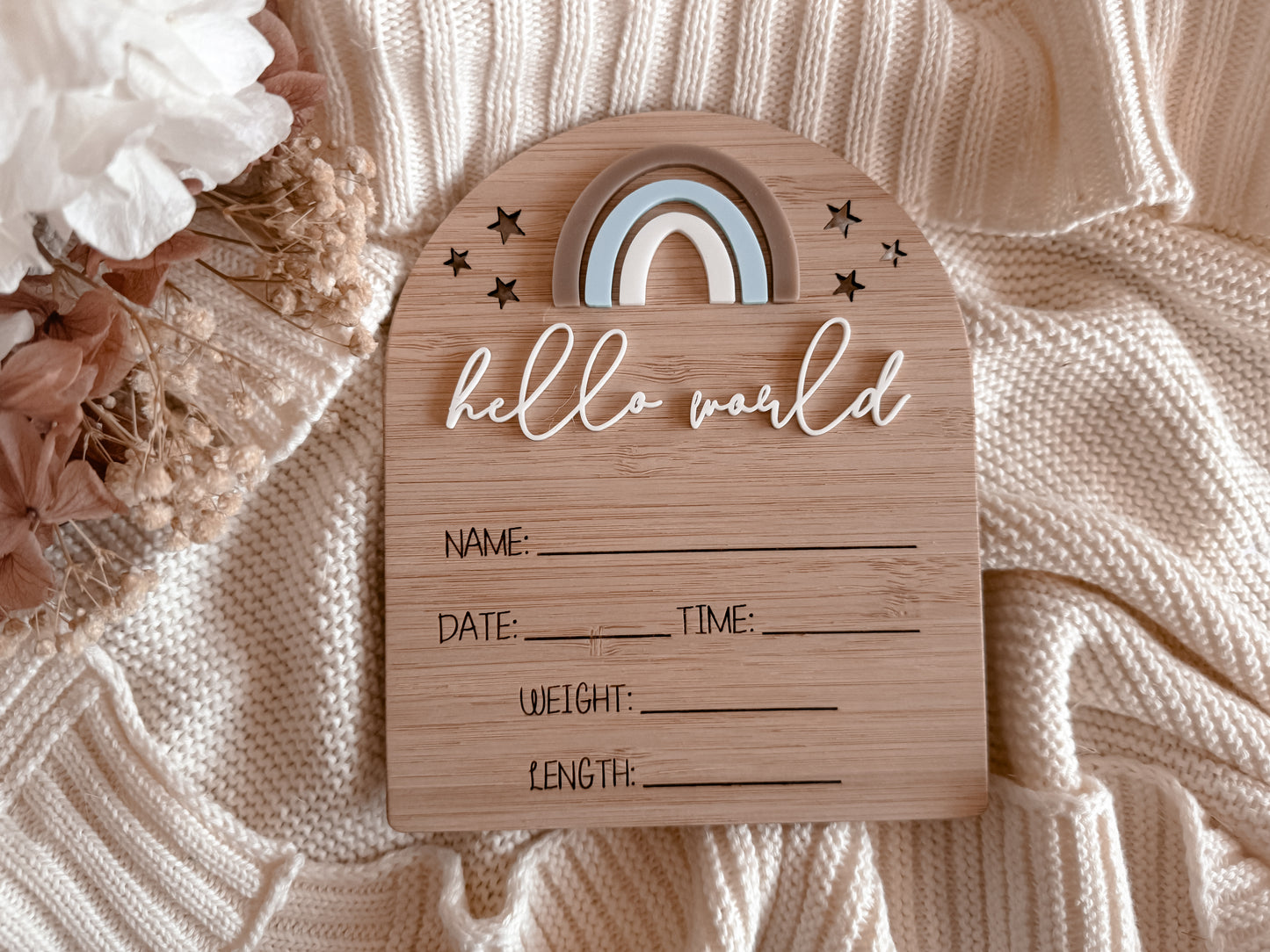 Arch rainbow writeable birth announcement