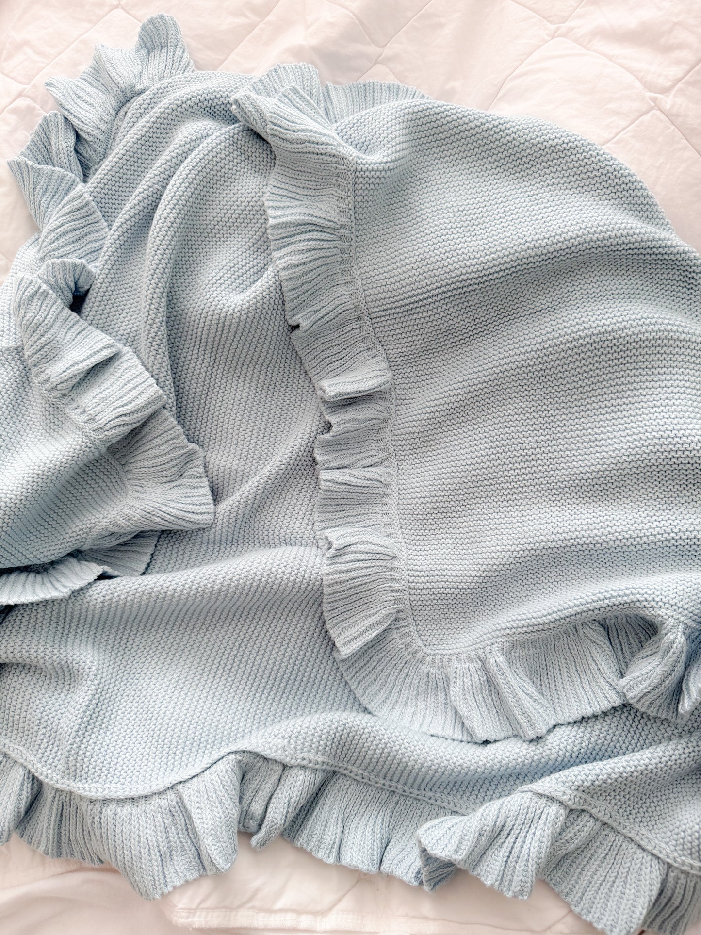 Dusty blue frill blanket