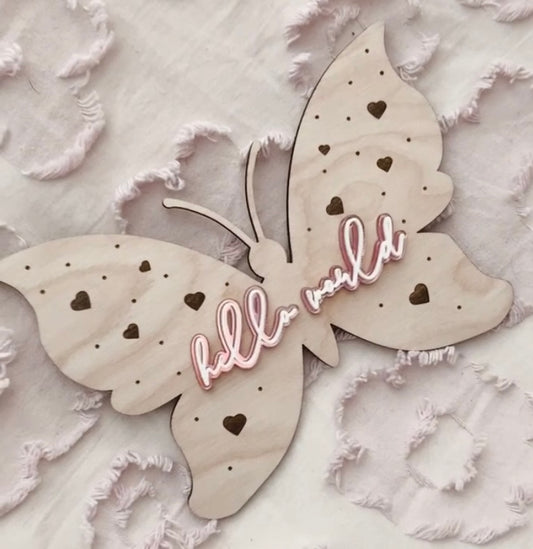 Butterfly shape birth announcement