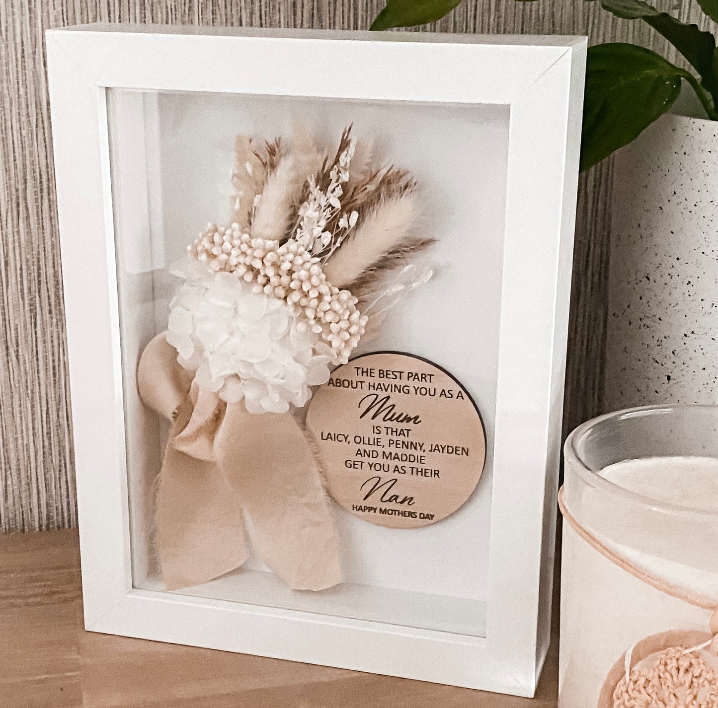 Grandparent Mother’s Day Shadow Box White Frame
