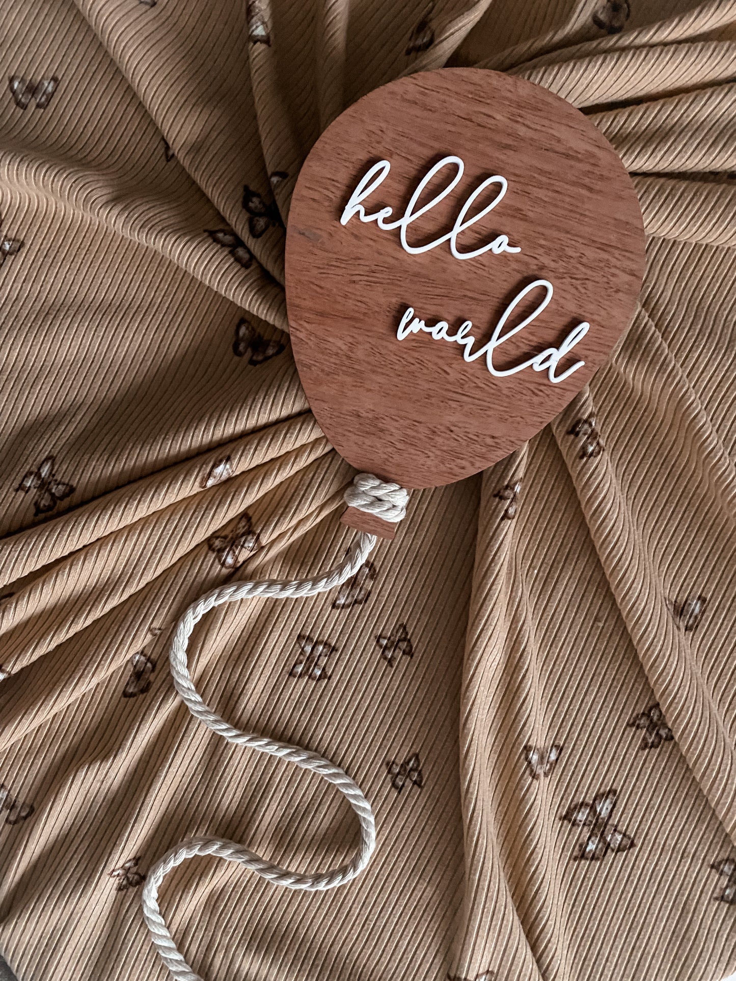 Balloon shape hello world birth announcement