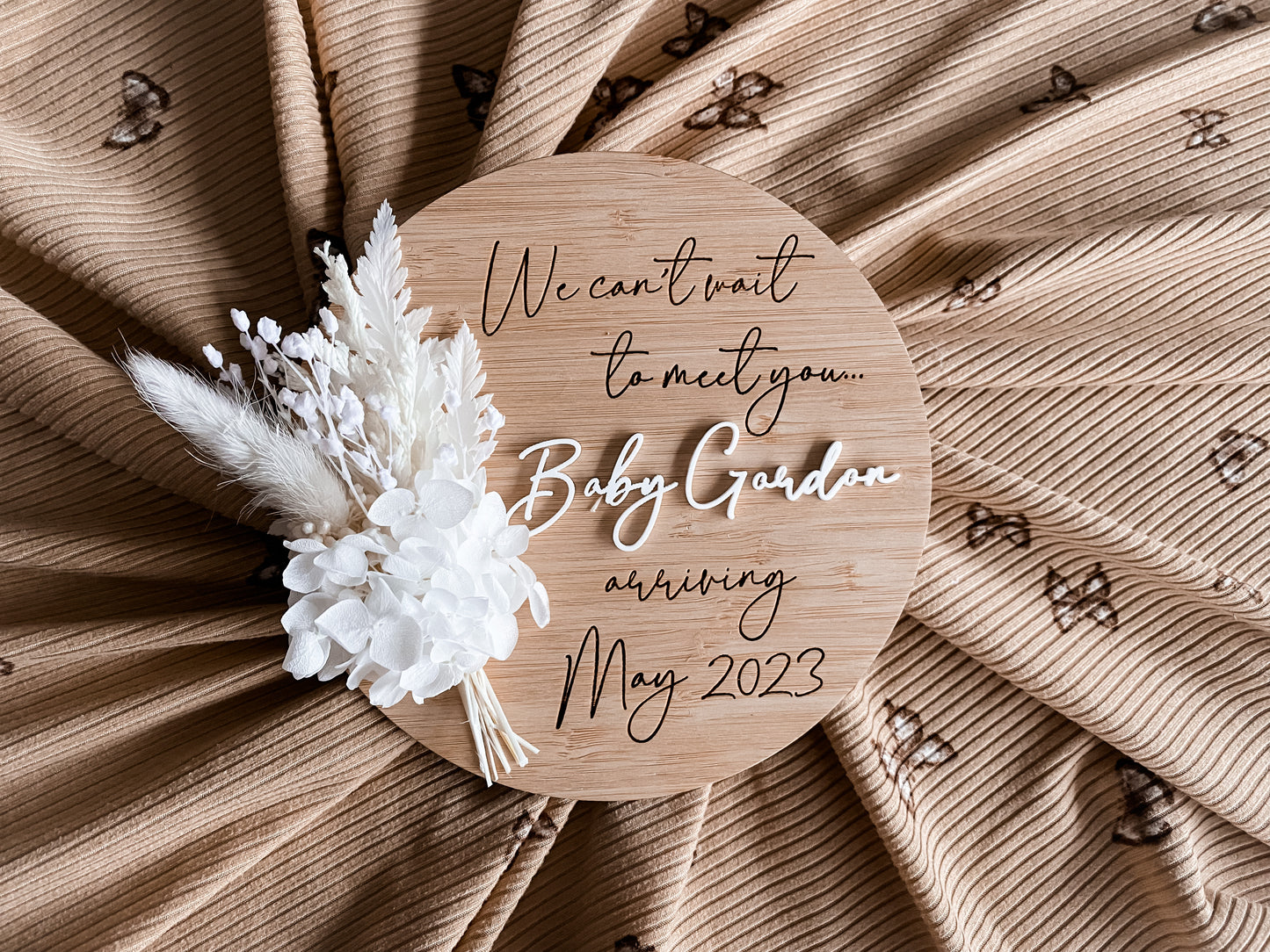 We can’t wait to meet you! Surname pregnancy announcement