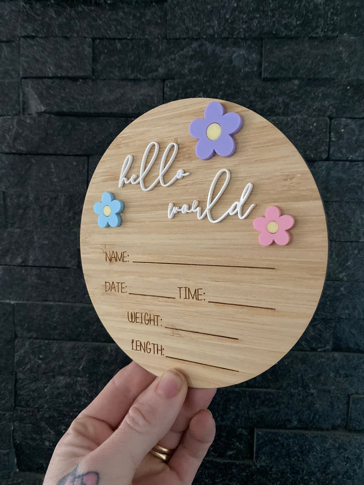 Flower power writeable birth announcement