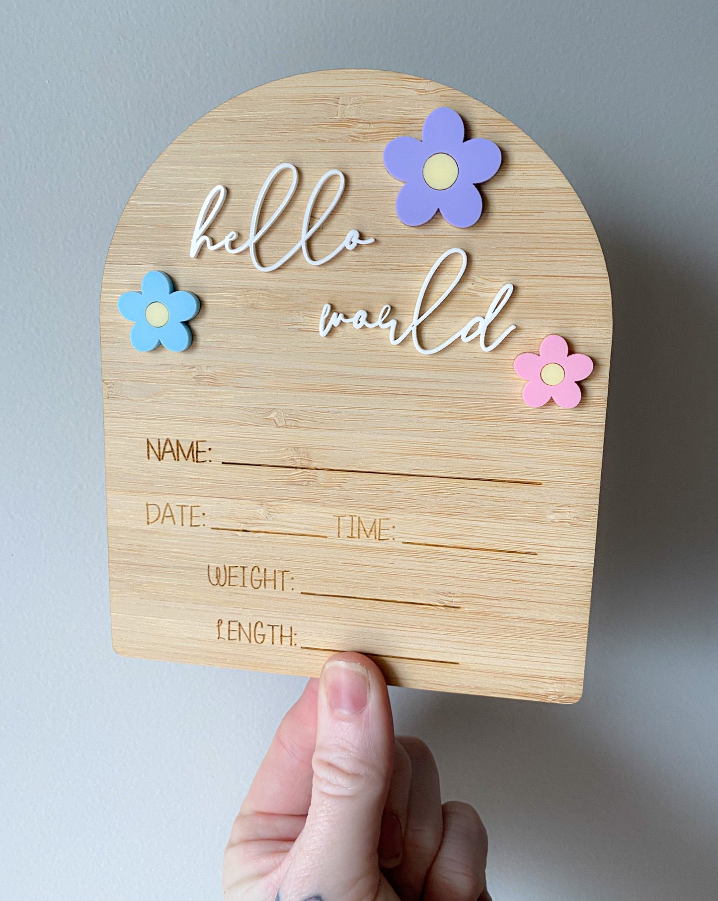 Flower power writeable birth announcement