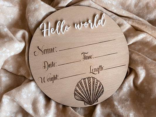 Hello world shell writeable birth announcement