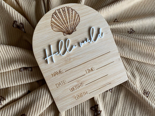 Shell writeable birth announcement