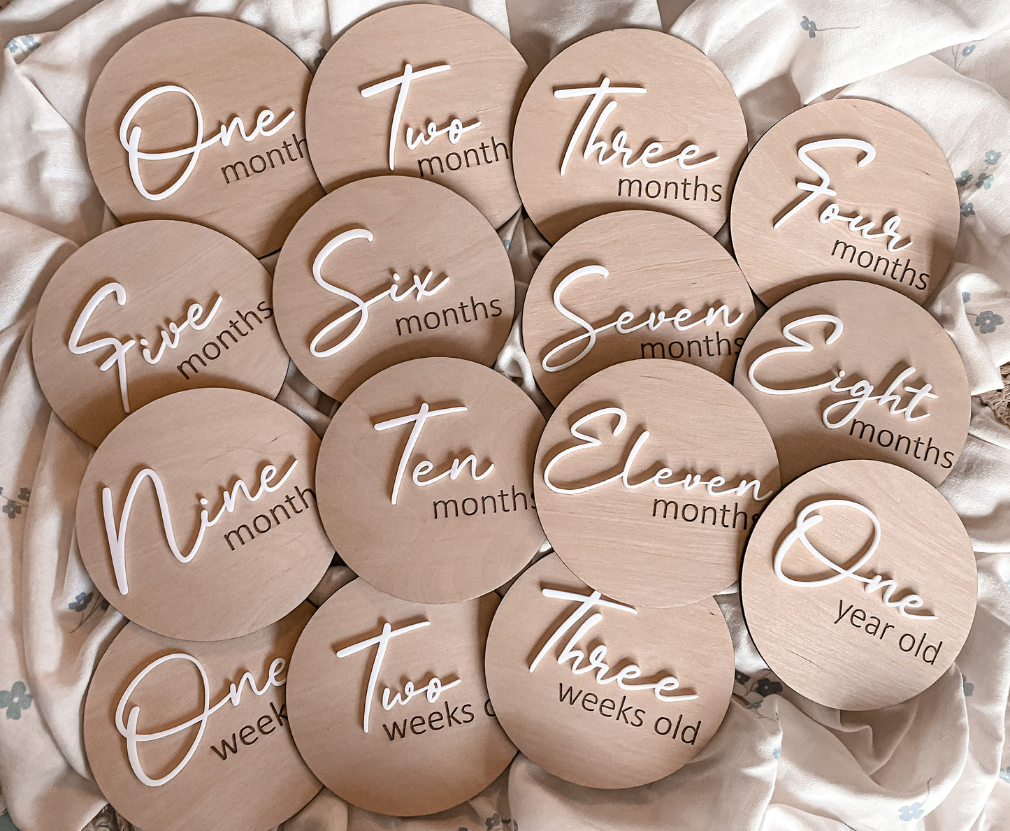 Acrylic and engraved baby monthly milestone set