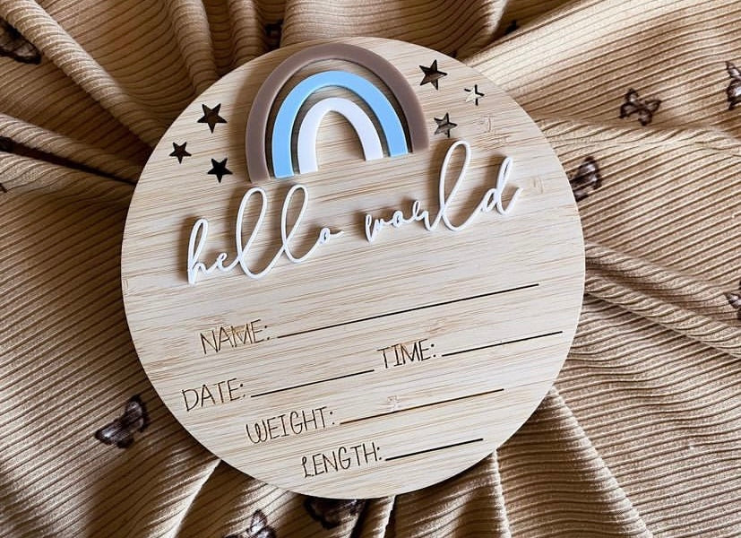 Blue and neutral writeable rainbow announcement