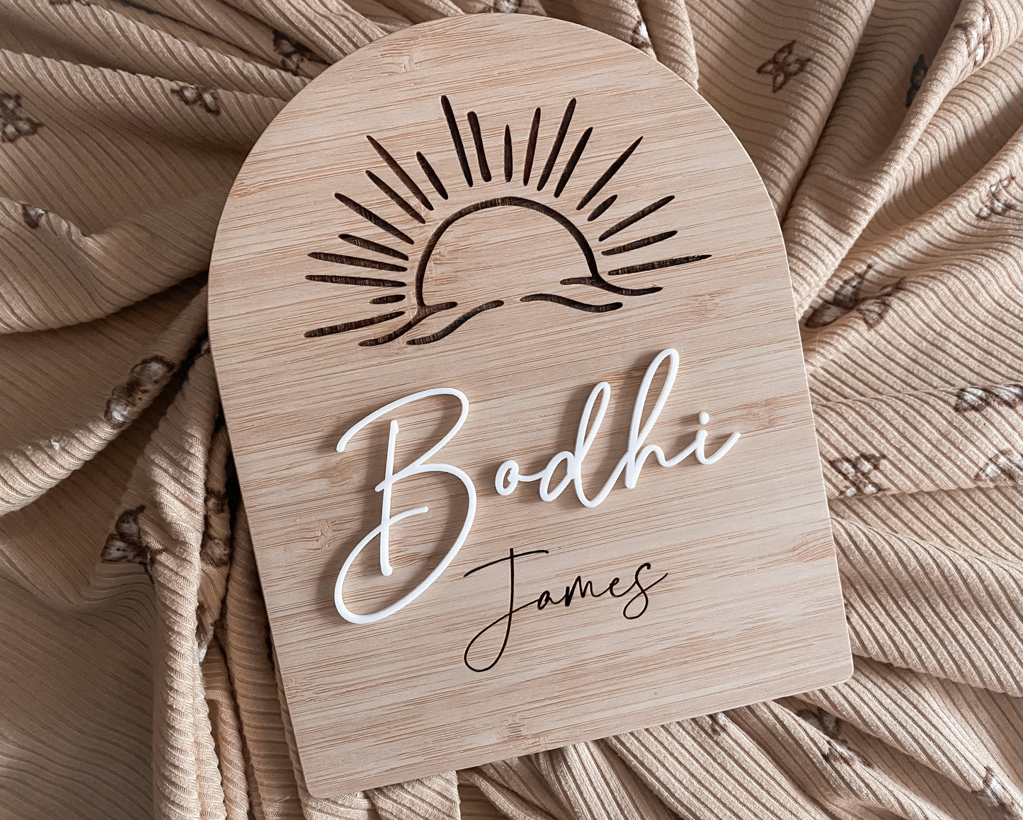 Boho sun birth announcement