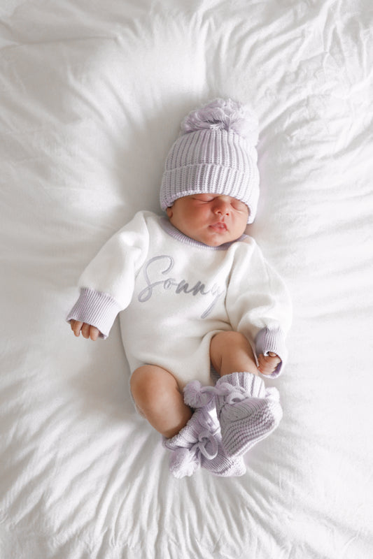 Blue and white personalised baby boy romper