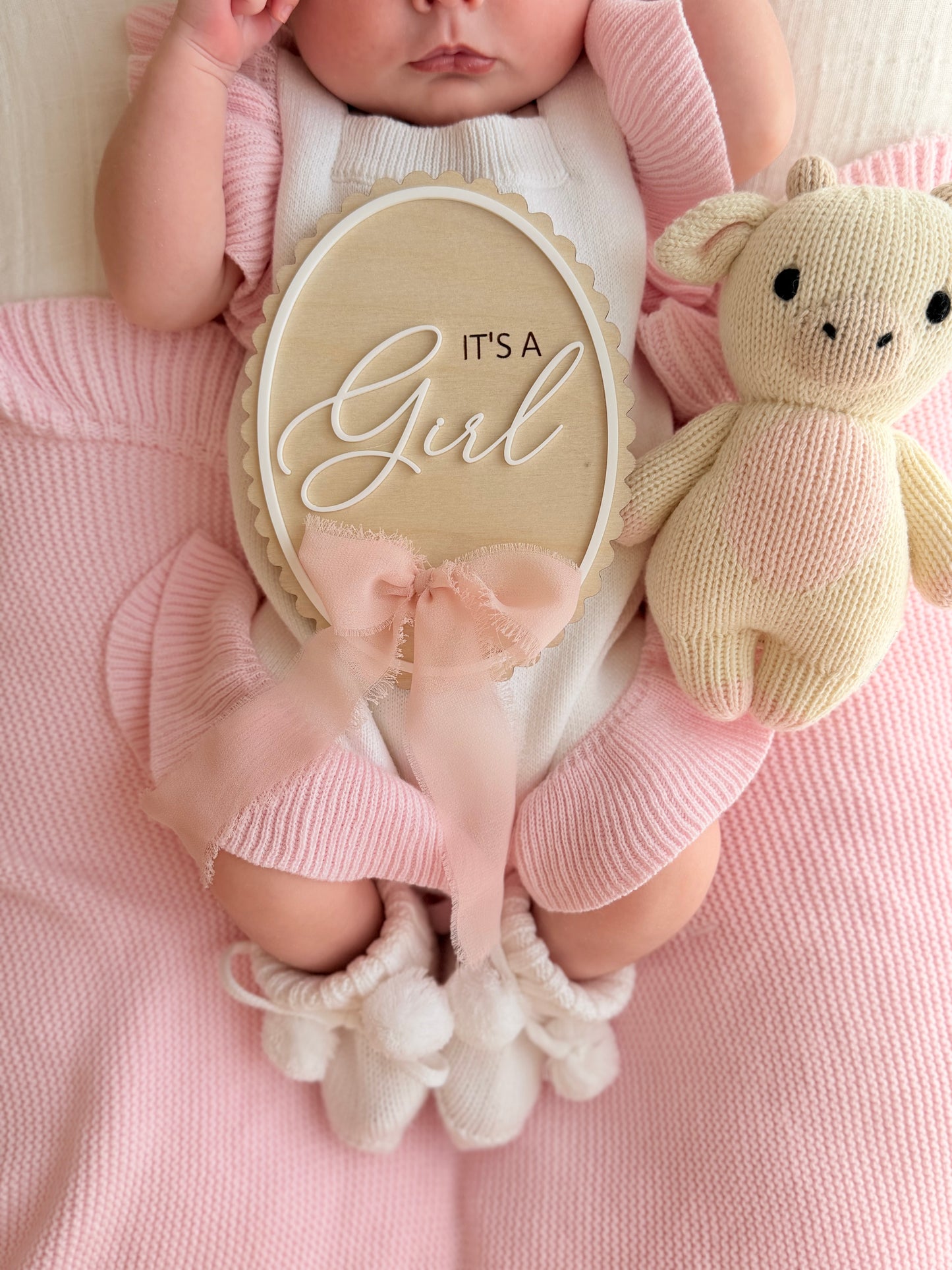 White soft knit pompom baby booties