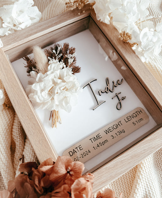 Birth detail keepsake natural frame