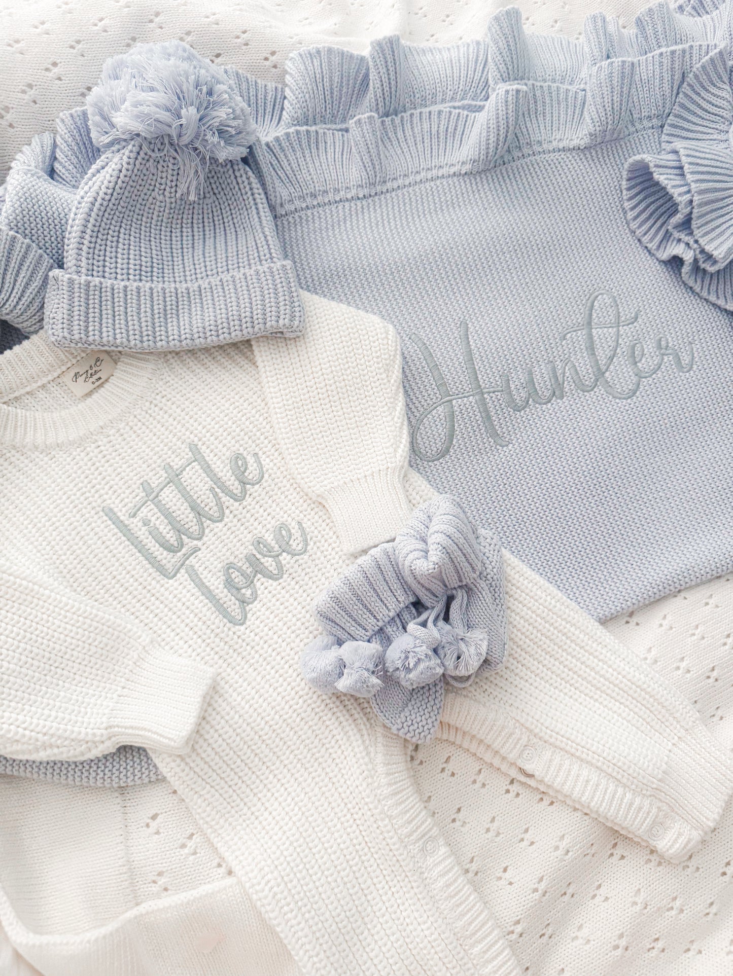 Dusty blue frill blanket
