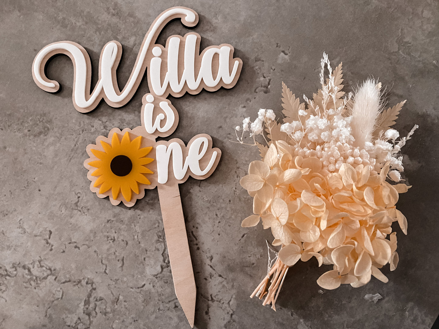 Sunflower “one” cake topper