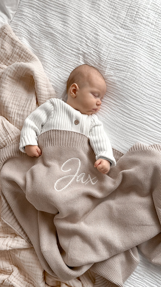 Personalised baby blanket stone colour