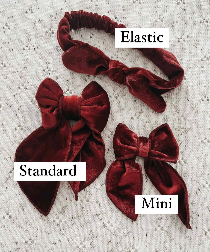 Red velvet bow ELASTIC headband