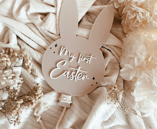 First Easter acrylic bunny balloon sign