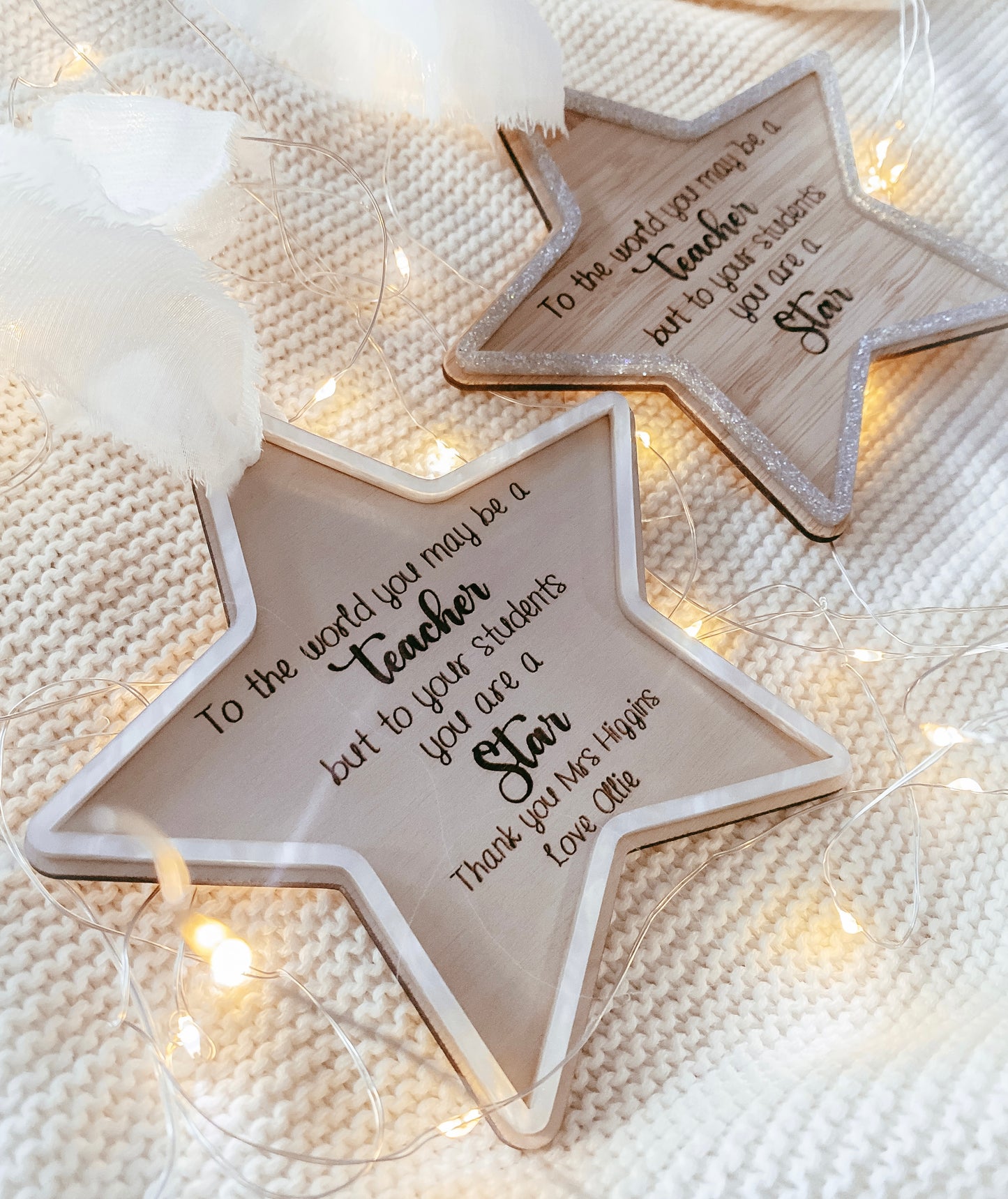 Teacher gift star tree decoration