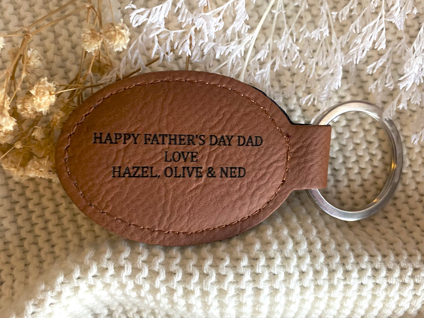 Personalised Father’s Day keyring chestnut