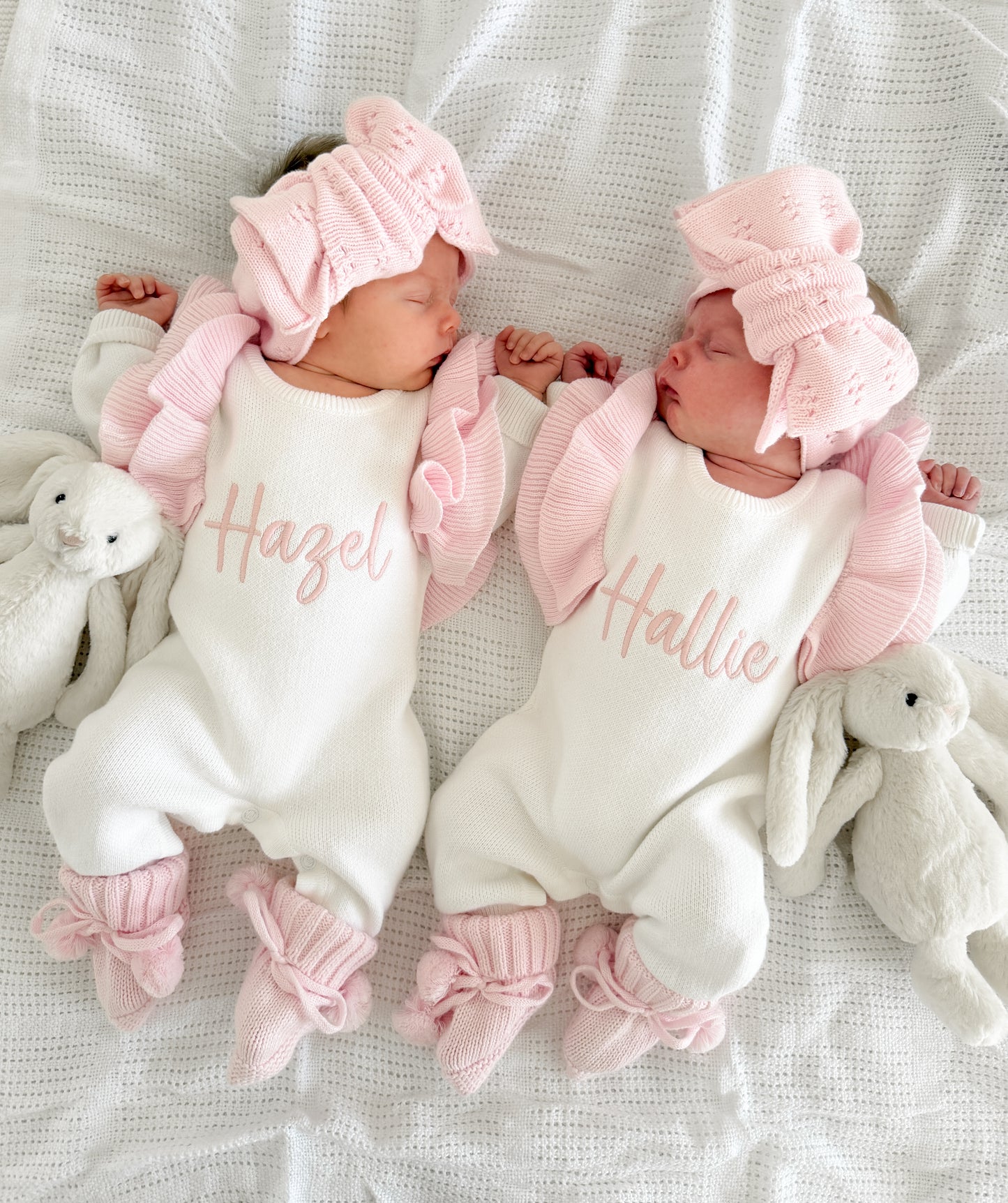 White and pink frill personalised baby romper