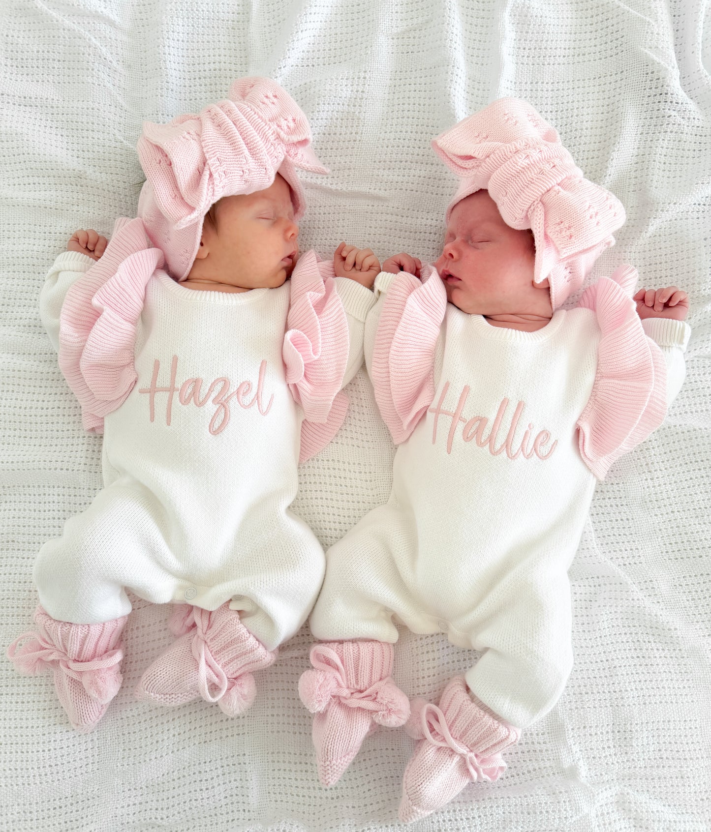 White and pink frill personalised baby romper