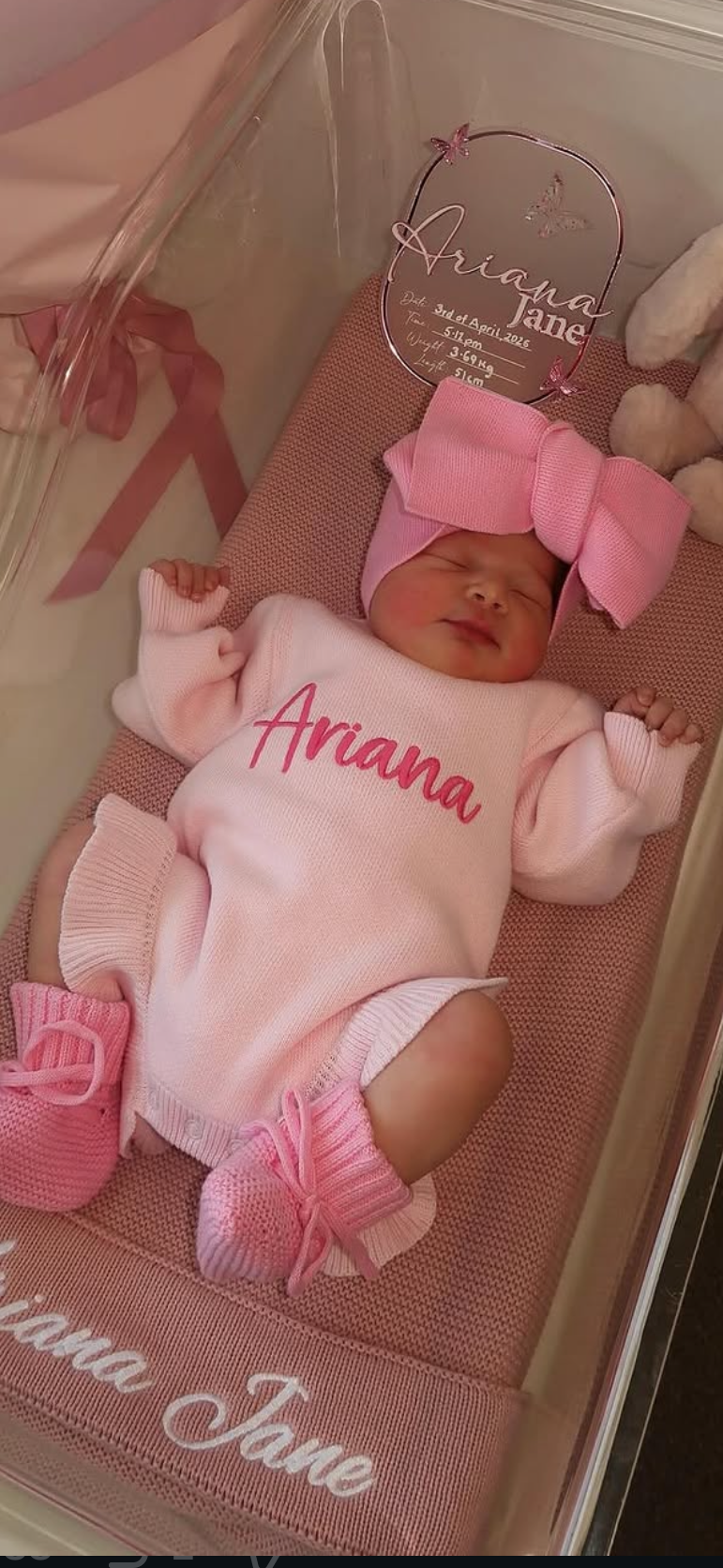 Baby pink frill leg personalised baby romper