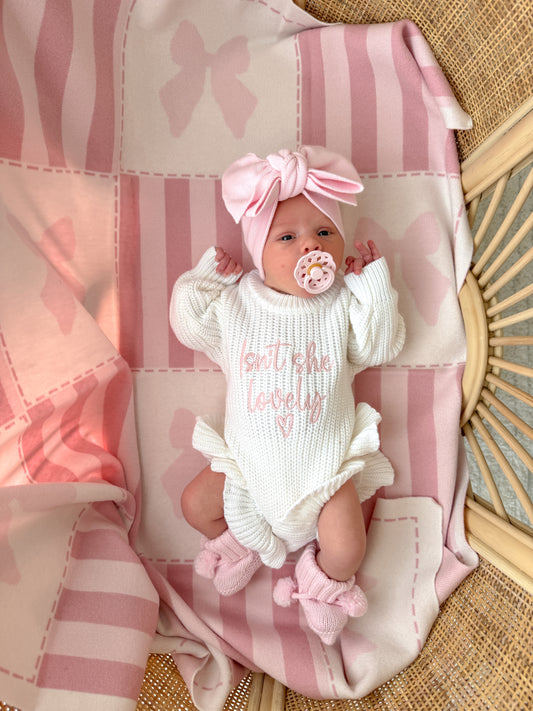 Isn’t she lovely birth announcement romper