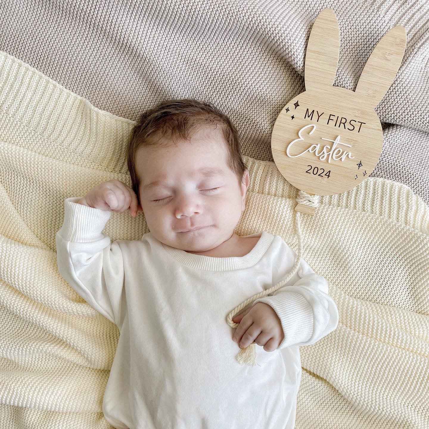 Babies first Easter wooden balloon sign