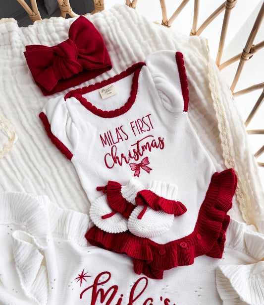 Personalised first Christmas baby girl romper